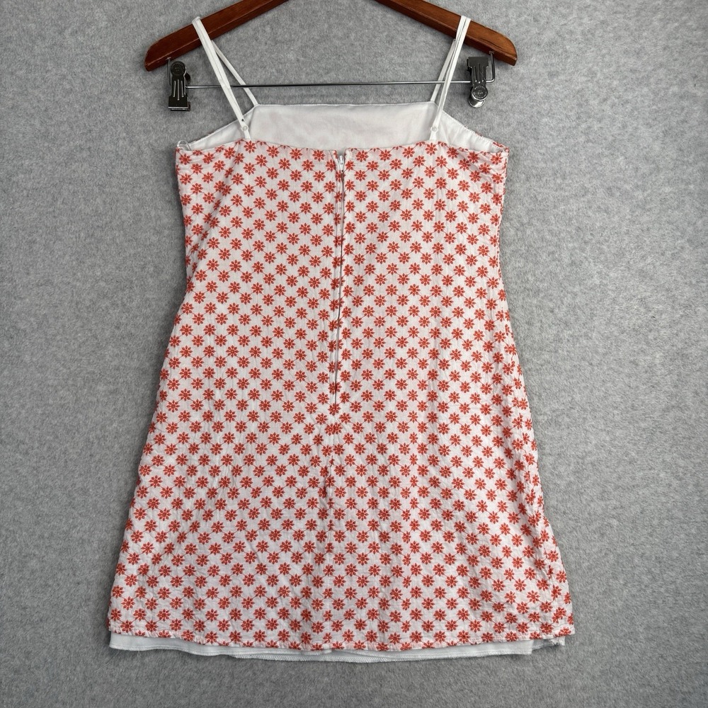 Mi Ami Floral Print Mini Dress Size M White Orange Cotton Lined Spaghetti Strap - Picture 4 of 13